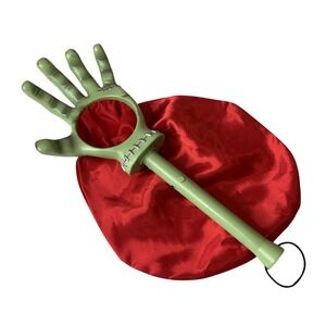 Vtg‎ Talking Frankenstein Gemmy Trick Or Treat Plastic Hand Grab Red Satin Bag